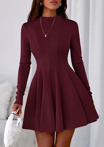 PRETTYGARDEN Fall Dresses for Women Elegant Classy 2026 Casual Long Sleeve Swing A Line Ruffle Short Homecoming Party Dress