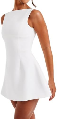 Women Sexy Backless Mini Dress Sleeveless Open Back A Line Formal College Graduation Dress