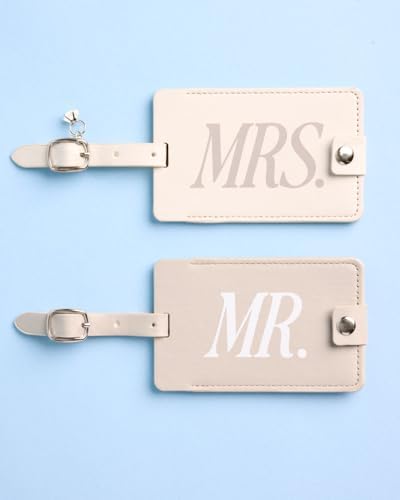 Xo, Fetti Mr and Mrs Luggage Tags – Set of 2 | Suitcase, Bridal Shower, Bachelorette, Engagement Party, Couple Honeymoon Travel, Husband and Wife Wedding Gift