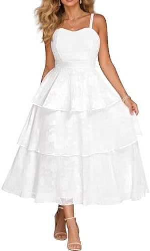 Plus Size Summer Dresses – Floral Beach Wedding Guest Semi Formal Tiered Flowy Long Sundress