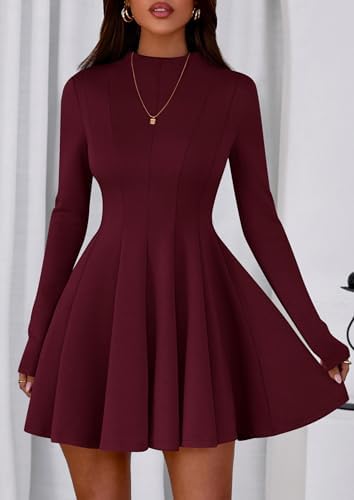 PRETTYGARDEN Fall Dresses for Women Elegant Classy 2026 Casual Long Sleeve Swing A Line Ruffle Short Homecoming Party Dress
