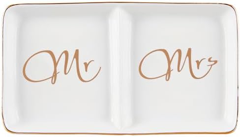 Mr. and Mrs. Ring Dish Engagement Gifts for Couples Wedding Ring Holder Jewelry Dish Tray, Bridal Shower Gifts for Women Newlywed Future Bride To be Gifts His and Hers Gifts