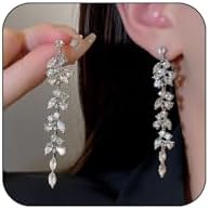 Shiny Silver Cubic Zirconia Tassel Earrings for Women, Sparkling Rhinestone Wedding Bridal Bridesmaid Drop Dangle Earrings Funky Preppy Aesthetic Jewelry