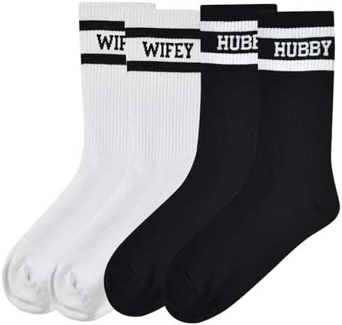 Couples Socks Set Newlyweds Gift Hubby and Wifey Wedding Socks for Bride & Groom, Engagement Gift
