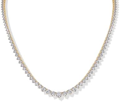 PAVOI 14K Gold Plated Graduated Tennis Necklaces for Women – Cubic Zirconia Tennis Necklace for Brides & Bridesmaids – Simulated Diamond Chain Trendy Wedding Jewelry