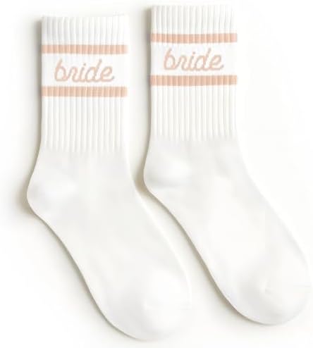 xo, Fetti Bride Socks, White + Tan | Bride To Be Gift, Bachelorette Party Favor, Bach Party Decorations, Wedding Day Sandals, Bridesmaid Gift, Bridal Shower Party Favor