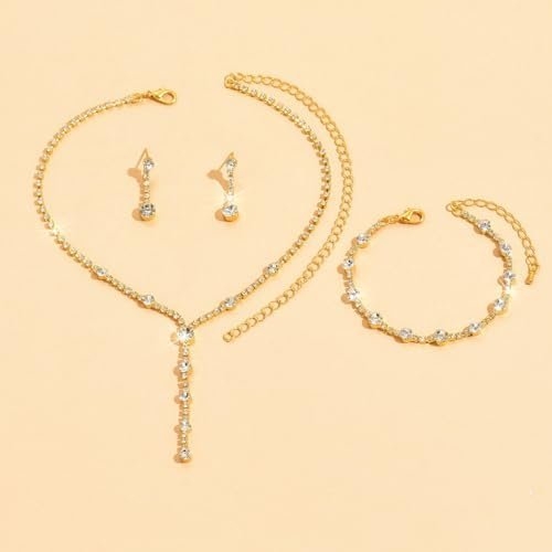 Unicra Rhinestone Bride Necklace Earrings Set Silver Crystal Bridal Wedding Jewelry Sets Prom Costume Jewelry Set Party Choker Necklace for Women and Brides