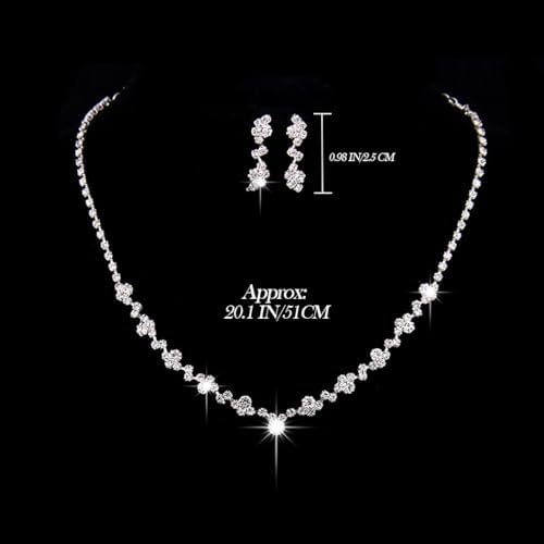 JAKAWIN Bride Wedding Necklace and Earring Set Silver Bridal Jewelry Sets for Women