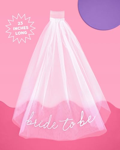 xo, Fetti Bachelorette Bride To Be Embroidered Veil | BachParty Accessory, Bride To Be Headband Decorations, White Headpiece Bridal Shower Gift, Engagement Supplies, Wedding, Bridesmaid Favors