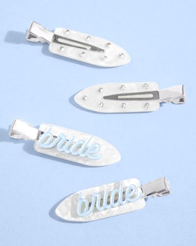 xo, Fetti Bride Beauty Clips – 4 pc | Bachelorette Party, Blue White Bridal Hair Clip, Wedding Get Ready With Me, Bridal Shower Favor, Wedding Accessory