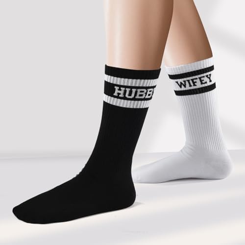 Couples Socks Set Newlyweds Gift Hubby and Wifey Wedding Socks for Bride & Groom, Engagement Gift