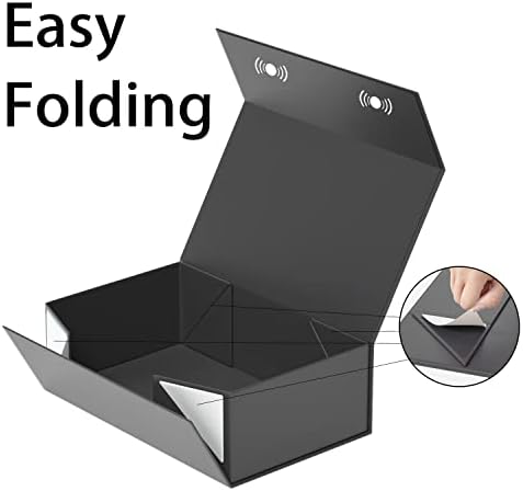 Black Gift Box, 9.5x6x3 Gift boxes for Presents with Lids Magnetic Closure Rectangle Collapsible for Groomsman Proposal Box, Wedding, Christmas, Halloween, Birthday Gift Packging
