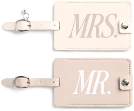 Xo, Fetti Mr and Mrs Luggage Tags – Set of 2 | Suitcase, Bridal Shower, Bachelorette, Engagement Party, Couple Honeymoon Travel, Husband and Wife Wedding Gift