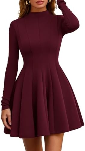 PRETTYGARDEN Fall Dresses for Women Elegant Classy 2026 Casual Long Sleeve Swing A Line Ruffle Short Homecoming Party Dress