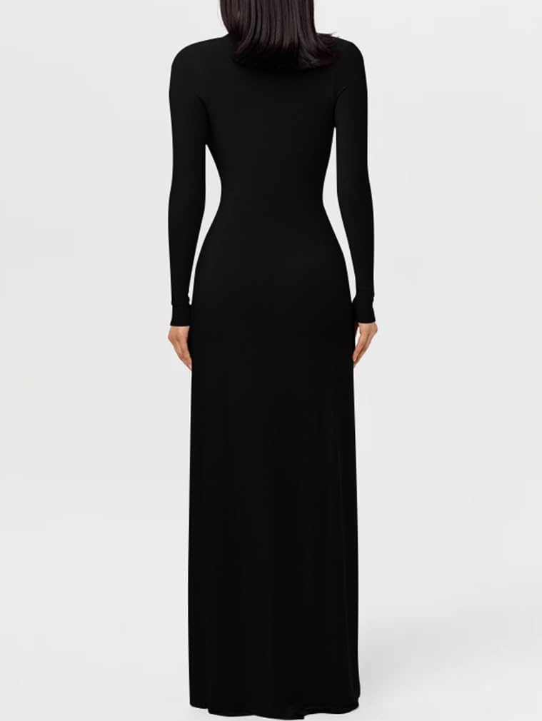 DAAWENXI Womens Sexy Deep V Neck Maxi Dress Long Sleeve Tie Wedding Guest Cocktail Evening Dresses