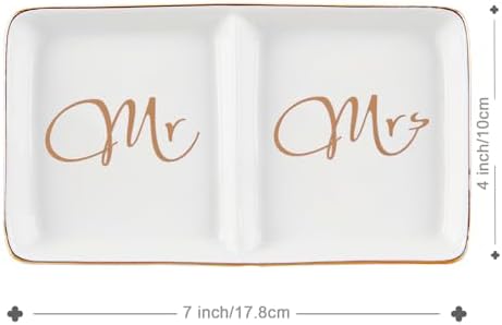 Mr. and Mrs. Ring Dish Engagement Gifts for Couples Wedding Ring Holder Jewelry Dish Tray, Bridal Shower Gifts for Women Newlywed Future Bride To be Gifts His and Hers Gifts