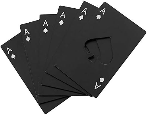 Wine Bottle Opener Stainless Steel Credit Card Size Casino Beer Bottle Opener Cap Opener for Your Wallet Wedding Party Groomsmen Bridesmaid Gifts 6 Pcs (Black)