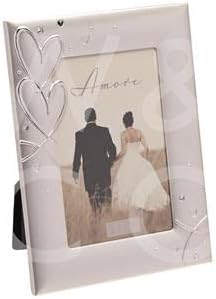 Oaktree Gifts Silverplated Frame With Hearts & Crystals 4" X 6