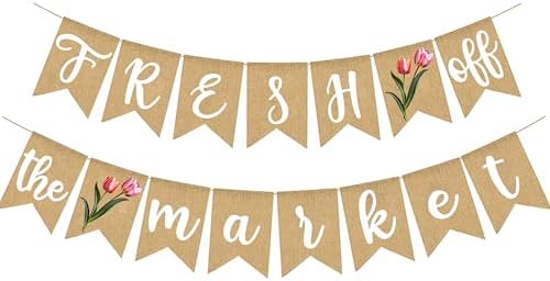 Fresh Off The Market Bridal Shower Banner Farmers Floral Bachelorette Party Supplies Tulip Burlap Garland