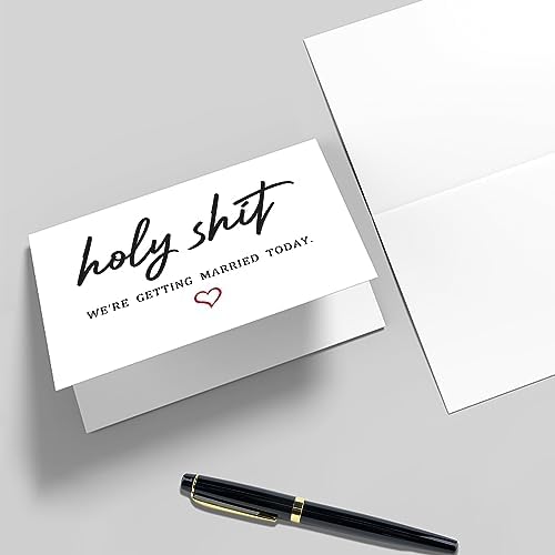 Qiliji Funny Wedding Day Card, Groom Bride Wedding Day Vows Card, To My Husband Wife On Our Wedding Day Card, Holy Shit Were Getting Married Today