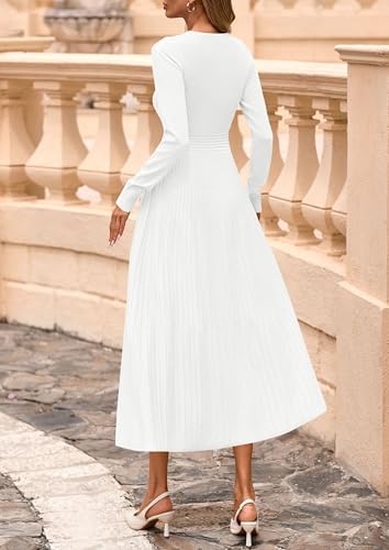 PRETTYGARDEN Womens Sweater Dress 2026 Long Sleeve Elegant Knit A Line Fall Wedding Guest Cocktail Midi Winter Dresses