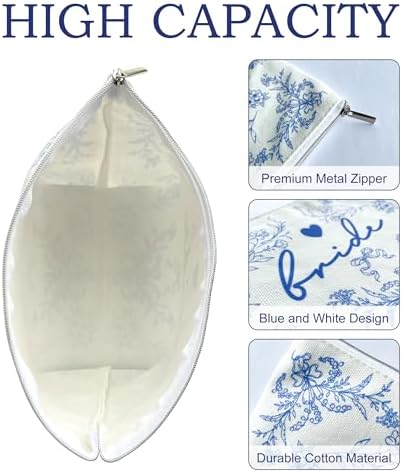 LADY&HOME Bride Makeup Bag Blue Bride Bag for Bridal Shower Wedding Engagement Gifts