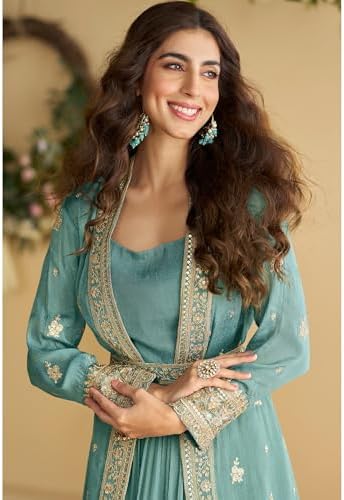 The kurti bazaar Indian Designer Pakistani Style Ready to Wear Stitched Anarkali Gown Suits for Wedding