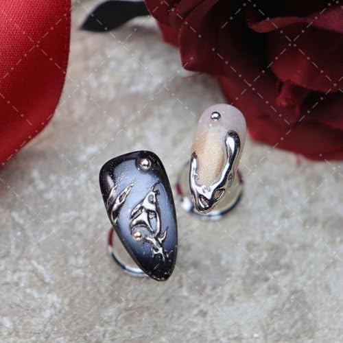 RDNTBEU Press on Nails Beach Medium Almond 3D Fake Nails Reusable Luxury Handmade False Nails with Design Pearl Heart Solid Star,Press ons Muti-Layer Acrylic Handmade Nails for Wome Manicure(Size M)