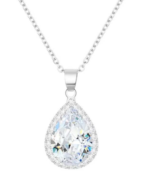 Linawe Crystal Chain Necklace for Women Trendy, Imitation Diamond Pendant, Statement Cubic Zirconia Boho Jewelry Set, 14K Gold/Rose Gold/Silver Birthstone Necklace