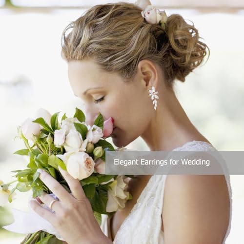 ATIMIGO Elegant Rhinestone Dangle Earrings Marquise Crystal Wedding Bridal Earrings for Brides Bridemaids Formal Prom Statement Drop Earrings for Women