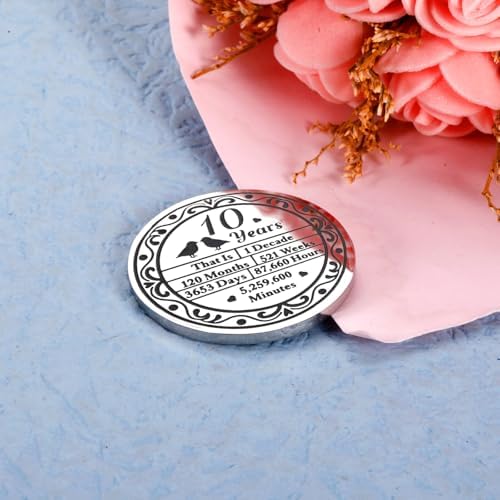 10 Year Anniversary Tin Gifts for Him Her, 10th Anniversary Wedding Gifts for Husband Wife Women Men Couple, Boo Basket Stuffer, I Love You Present for Birthday Christmas Valentines Day