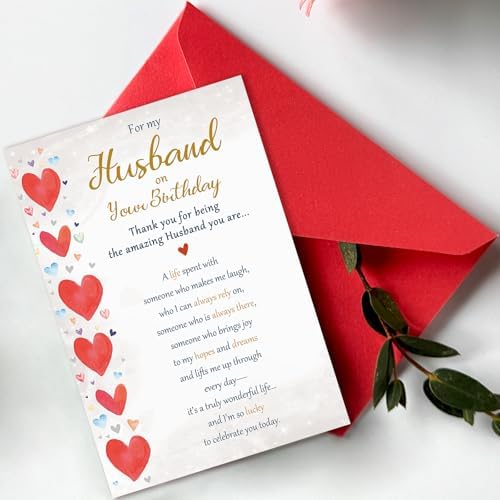 Beixian Funny Birthday Card Gifts for Husband from Wife, Happy Birthday Decorations for Men-8×5.3 Inches, Double-Sided