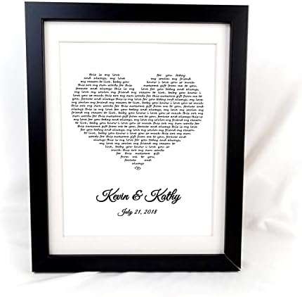 AlovelyDetail Personalized 1st Wedding Paper Anniversary Lyrics Art First Year For Him Or Anniverary Valentines Day Gift for Husband Wife Him Her