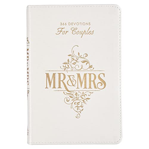 Mr. and Mrs. 366 Devotions for Couples – White Faux Leather Devotional Gift Book for Bride and Groom, Engaged