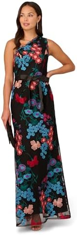 Adrianna Papell Womens One Shoulder Gown