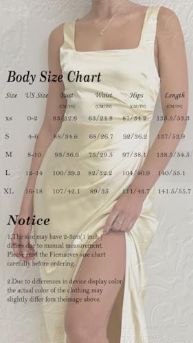 Fiemaoves Summer Vacation Satin Maxi Dresses for Women 2025 Square Neck Formal Elegant Tank Top Wedding Guest Dress with Slit