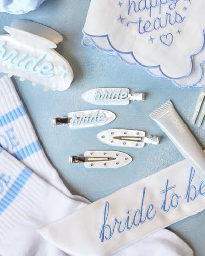xo, Fetti Bride Beauty Clips – 4 pc | Bachelorette Party, Blue White Bridal Hair Clip, Wedding Get Ready With Me, Bridal Shower Favor, Wedding Accessory