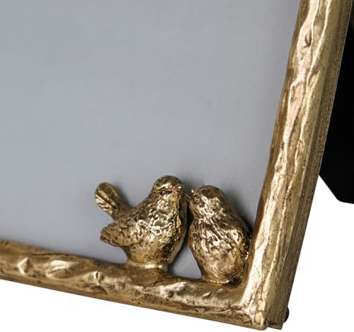 Synovana Romantic Aged Gold 4×6 Picture Frame with Lovebirds Vintage-Style Metal Photo Frame for Cherished Memories and Meaningful Gifts