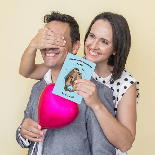 Qamza Romantic Otter Half 40 Years Old Birthday Card Gifts for Boyfriend Girlfriend Husband Wife Couple, Cute 40th Birthday Card Decor Ideal, Born in 1985 Gift for Partner Women Men