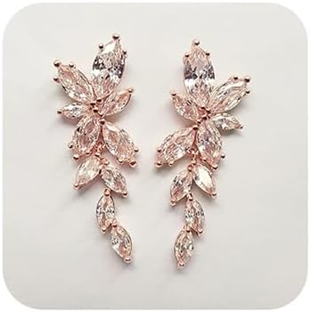JWICOS Cubic Zirconia Bridal Earrings Elegant Wedding Earrings for Brides and Bridesmaids Crystal Formal Drop Earrings for Women and Girls Gifts