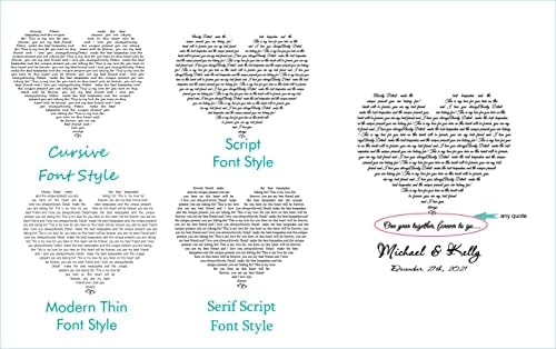AlovelyDetail Personalized 1st Wedding Paper Anniversary Lyrics Art First Year For Him Or Anniverary Valentines Day Gift for Husband Wife Him Her