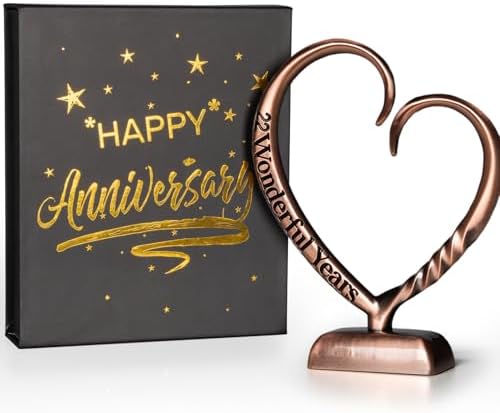 BESZONE 22 Year Anniversary Copper Gifts for Her Him Gift 22nd Wedding Anniversary for Couples Wife Husband Men, Hand Forged Copper Heart Art Keepsake Home Decor Artwork