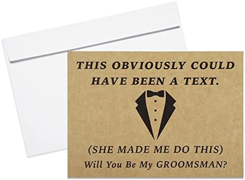 Teling 8 Pieces Groomsmen Proposal Gift Proposal Cards 7 Pieces Will You Be My Groomsman Funny Cards and 1 Will You Be My Best Man Card for Wedding Party Supplies(Khaki Background)