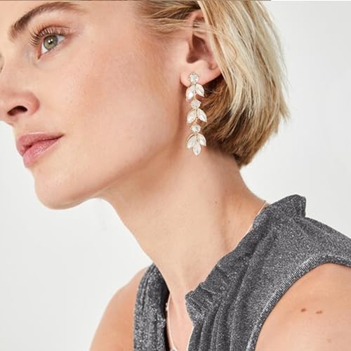 Wedding Rhinestone Dangle Earrings Elegant Bridal Crystal Drop Earrings for Women Bridesmaids Guest Party Prom