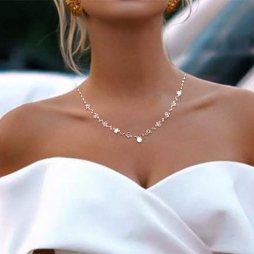 JAKAWIN Bride Wedding Necklace and Earring Set Silver Bridal Jewelry Sets for Women