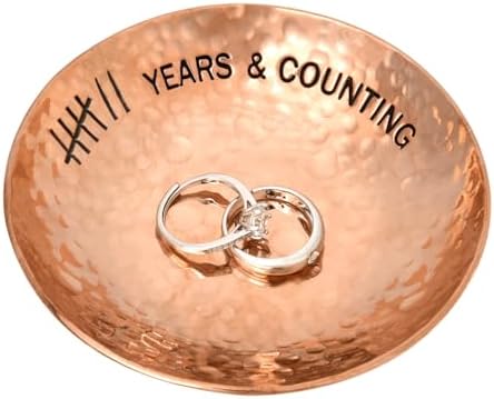 CEELGON 7th Wedding Anniversary Copper Gifts 4 Engraved Jewelry Tray Copper Decorative Dish for Couples Wedding Gift for Him or Her