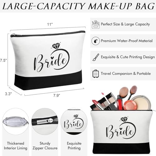 MAYICIVO Bridal Shower Gifts for Bride, Bride to Be Gifts Wedding Engagement Bachelorette Party Gift for Brides Congratulation Honeymoon Gift Set – Canvas Beach Tote Bag & Makeup Bag