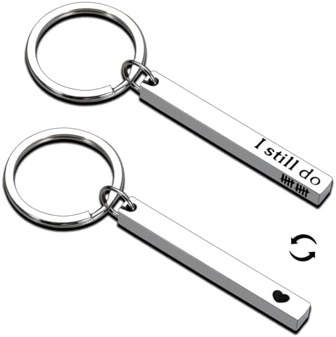 KINMES 10th Anniversary Tin Gifts – 10 Year Tin Anniversary Wedding Gifts for Husband Wife Boyfriend Girlfriend I Still Do Keychain for Him Her Married Couples