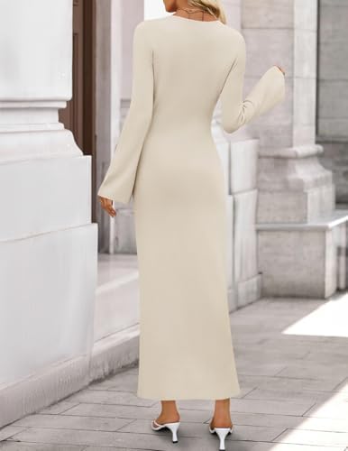 ZESICA Winter Wedding Guest Sweater Dresses for Women 2026 Elegant Formal Long Sleeve Cocktail Midi Dress