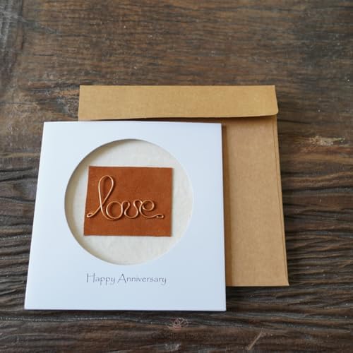 Camellia Bees Copper 7th Wedding Card – Copper Wire Love Card For Her Him, Handmade Card for Happy Couple, Wife, Husband on Valentines day, wedding anniversary (07th)